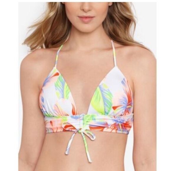 Salt + Cove Juniors' Hibiscus Garden Molded Push-up long line Bikini Top Swim S - Picture 4 of 13